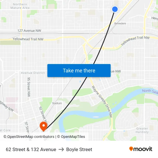62 Street & 132 Avenue to Boyle Street map