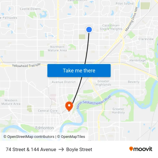 74 Street & 144 Avenue to Boyle Street map