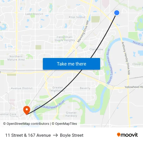 11 Street & 167 Avenue to Boyle Street map