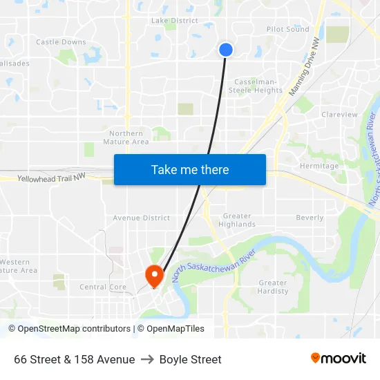 66 Street & 158 Avenue to Boyle Street map