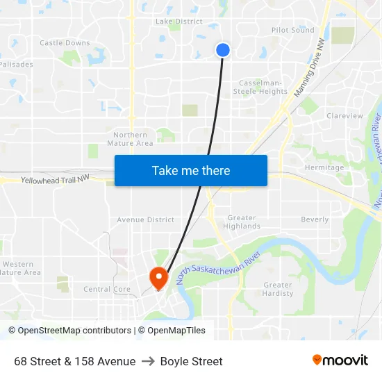 68 Street & 158 Avenue to Boyle Street map