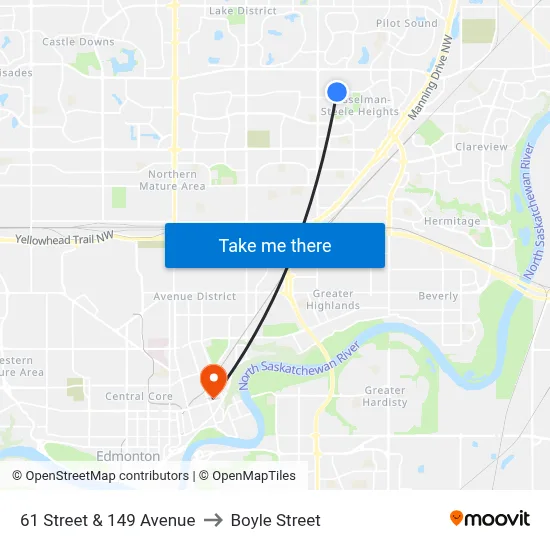 61 Street & 149 Avenue to Boyle Street map