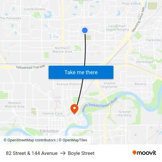 82 Street & 144 Avenue to Boyle Street map