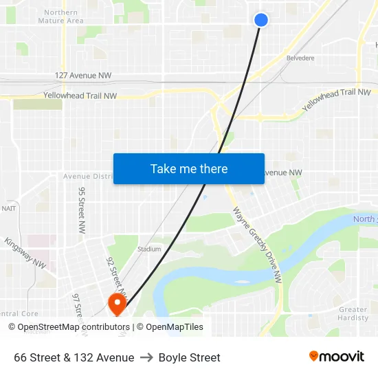 66 Street & 132 Avenue to Boyle Street map