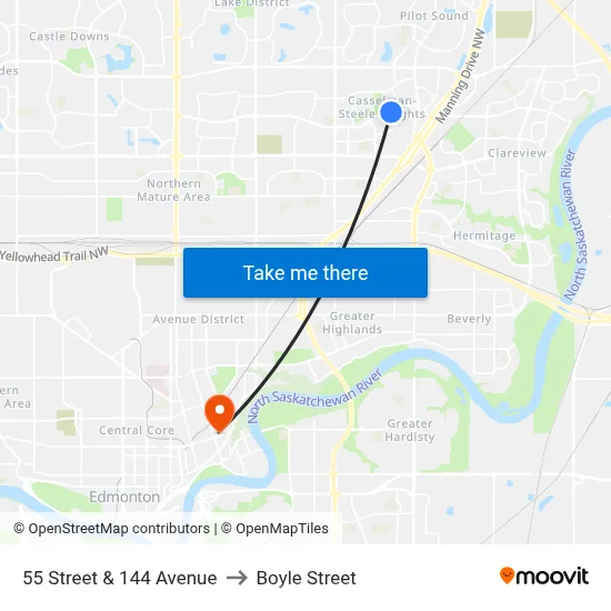 55 Street & 144 Avenue to Boyle Street map