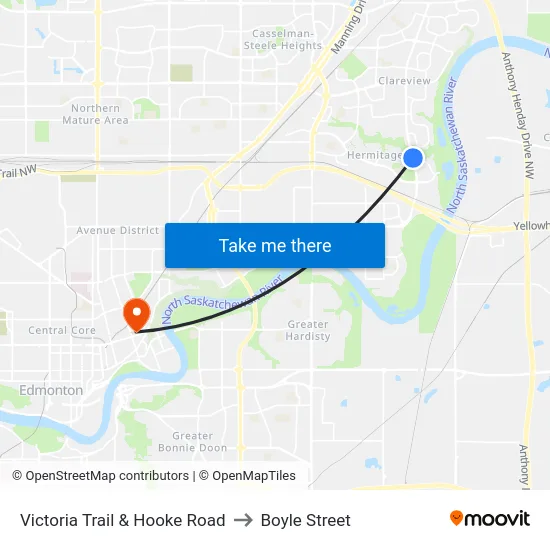 Victoria Trail & Hooke Road to Boyle Street map