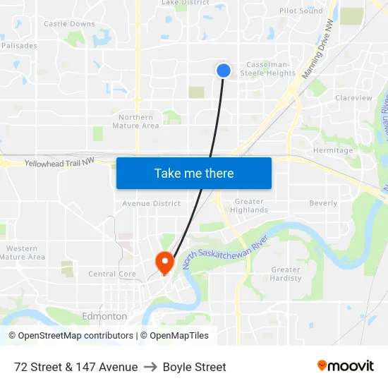 72 Street & 147 Avenue to Boyle Street map