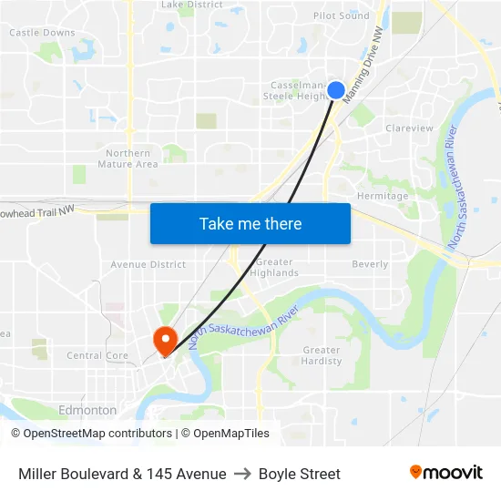 Miller Boulevard & 145 Avenue to Boyle Street map