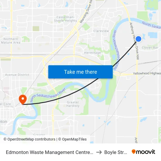 Edmonton Waste Management Centre Iptf to Boyle Street map