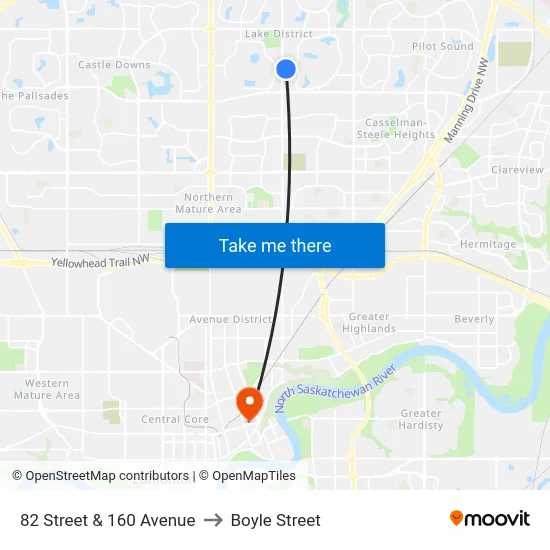 82 Street & 160 Avenue to Boyle Street map