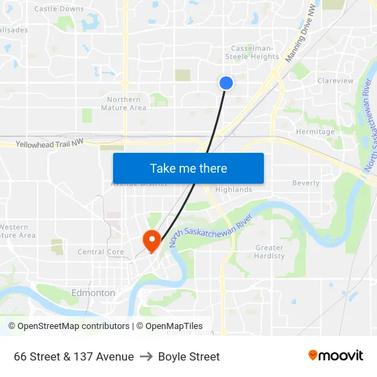 66 Street & 137 Avenue to Boyle Street map