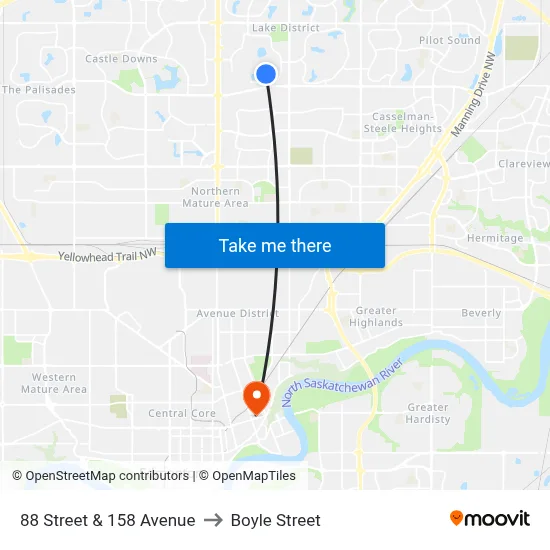 88 Street & 158 Avenue to Boyle Street map