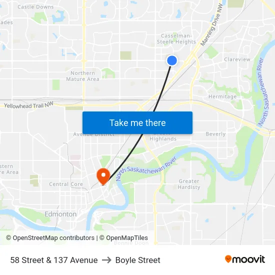 58 Street & 137 Avenue to Boyle Street map