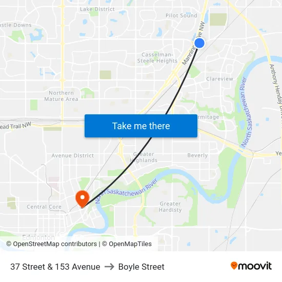 37 Street & 153 Avenue to Boyle Street map
