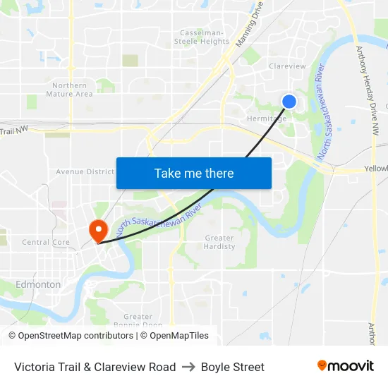 Victoria Trail & Clareview Road to Boyle Street map