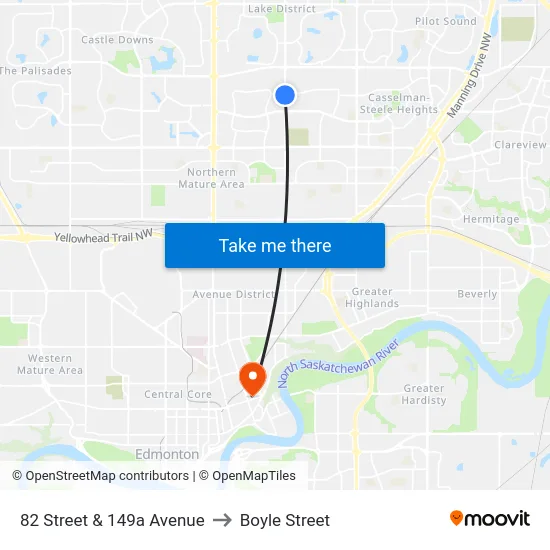 82 Street & 149a Avenue to Boyle Street map