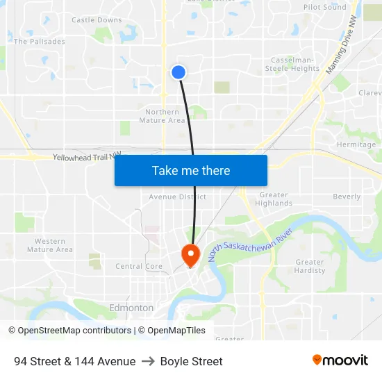 94 Street & 144 Avenue to Boyle Street map
