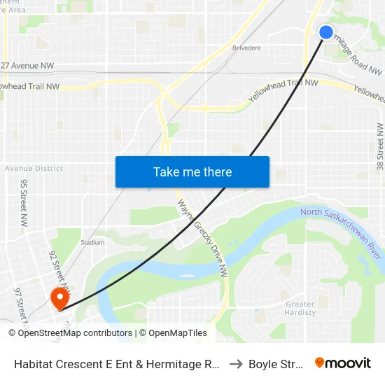 Habitat Crescent E Ent & Hermitage Road to Boyle Street map