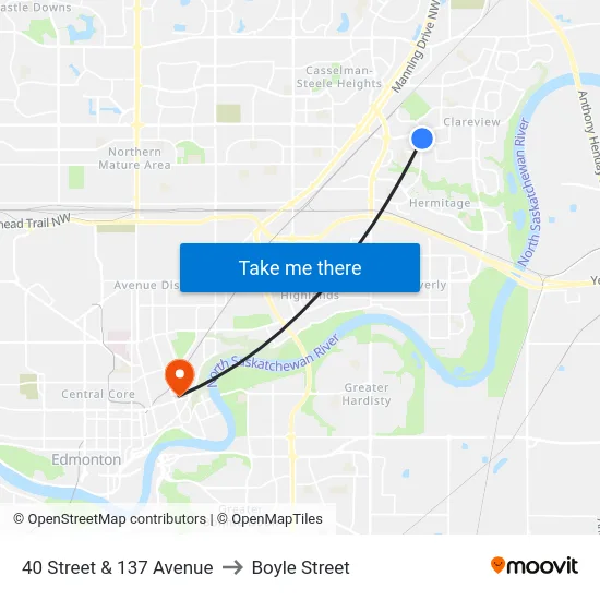 40 Street & 137 Avenue to Boyle Street map