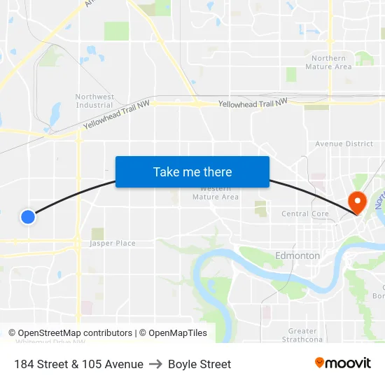 184 Street & 105 Avenue to Boyle Street map