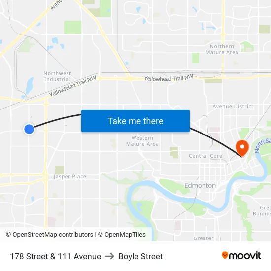 178 Street & 111 Avenue to Boyle Street map