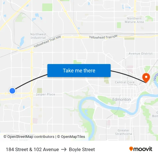 184 Street & 102 Avenue to Boyle Street map