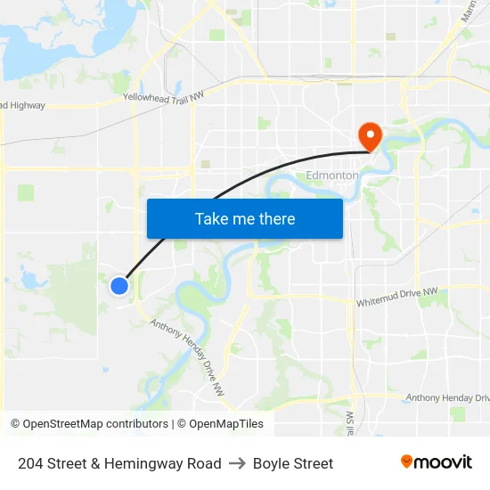 204 Street & Hemingway Road to Boyle Street map