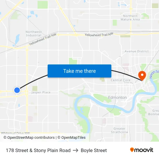 178 Street & Stony Plain Road to Boyle Street map