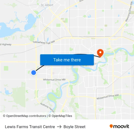 Lewis Farms Transit Centre to Boyle Street map