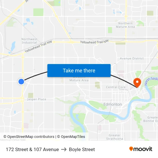 172 Street & 107 Avenue to Boyle Street map