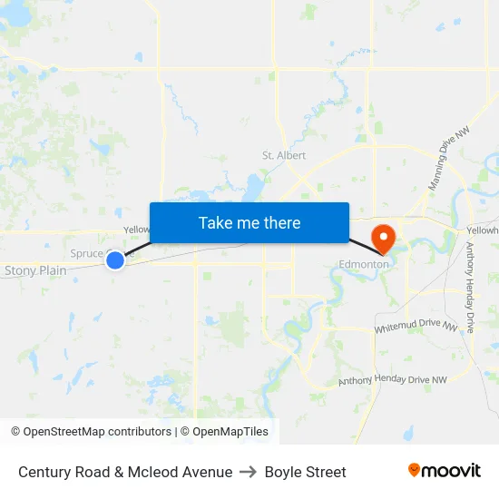 Century Road & Mcleod Avenue to Boyle Street map