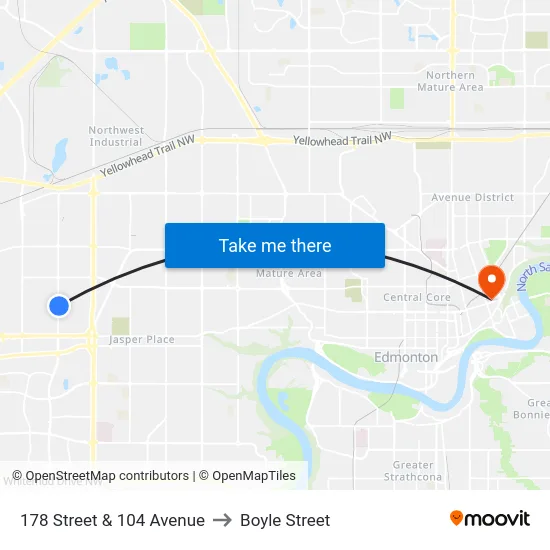 178 Street & 104 Avenue to Boyle Street map