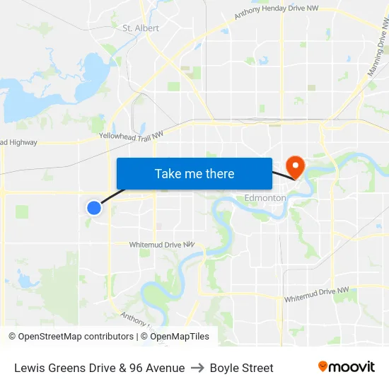 Lewis Greens Drive & 96 Avenue to Boyle Street map