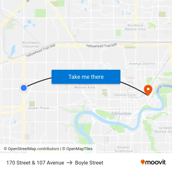 170 Street & 107 Avenue to Boyle Street map