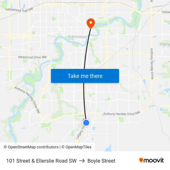 101 Street & Ellerslie Road SW to Boyle Street map