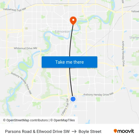 Parsons Road & Ellwood Drive SW to Boyle Street map