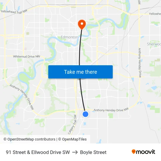 91 Street & Ellwood Drive SW to Boyle Street map