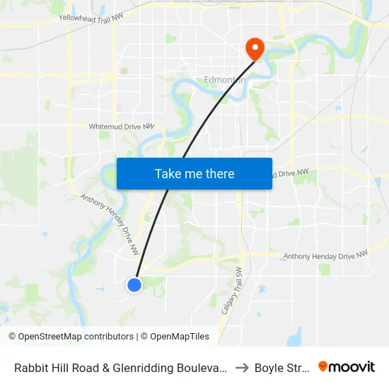 Rabbit Hill Road & Glenridding Boulevard SW to Boyle Street map