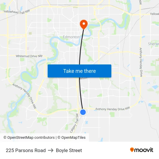 225 Parsons Road to Boyle Street map