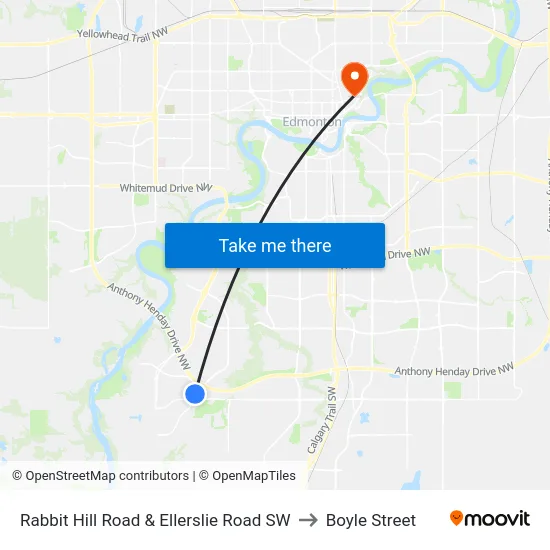 Rabbit Hill Road & Ellerslie Road SW to Boyle Street map