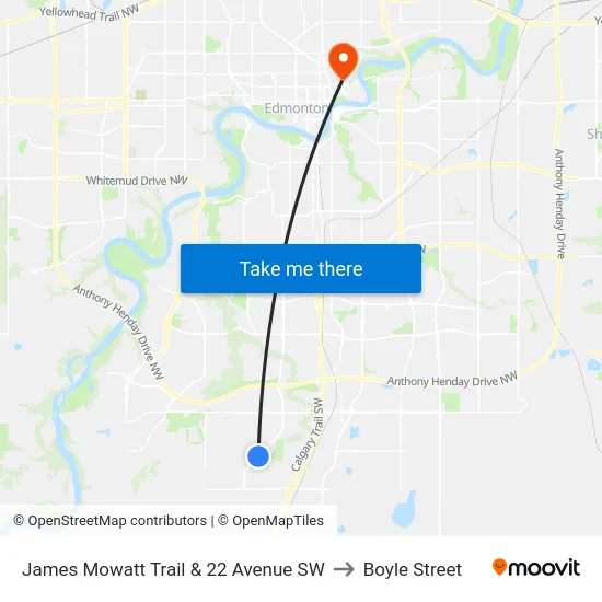James Mowatt Trail & 22 Avenue SW to Boyle Street map
