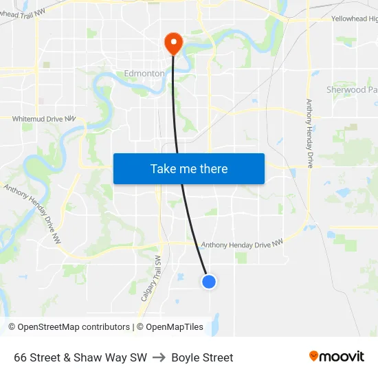 66 Street  & Shaw Way SW to Boyle Street map
