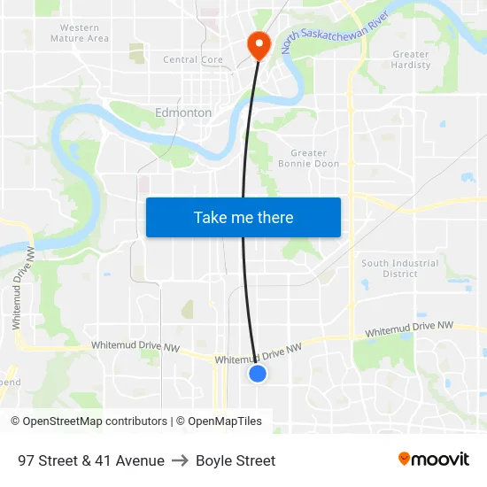 97 Street & 41 Avenue to Boyle Street map