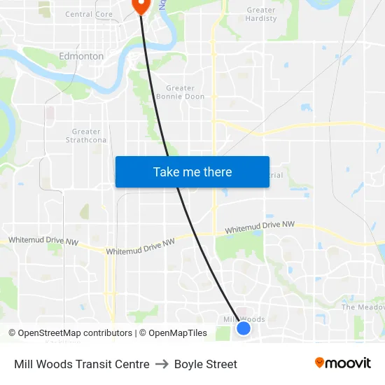 Mill Woods Transit Centre to Boyle Street map