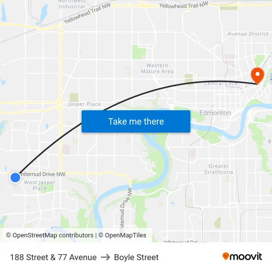 188 Street & 77 Avenue to Boyle Street map