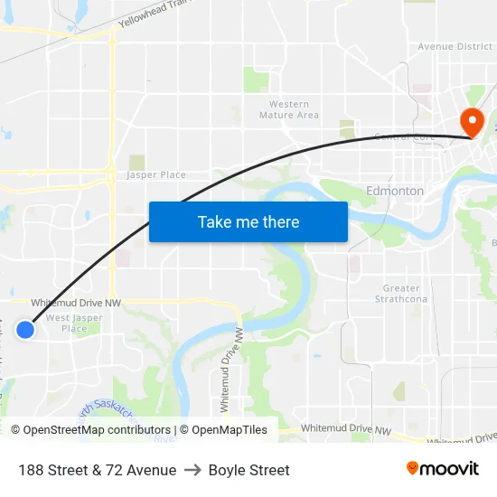 188 Street & 72 Avenue to Boyle Street map