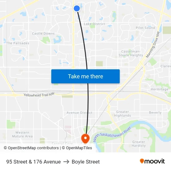 95 Street & 176 Avenue to Boyle Street map