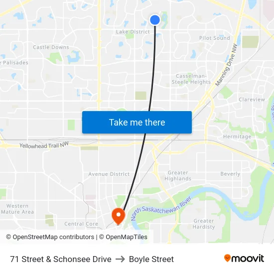 71 Street & Schonsee Drive to Boyle Street map