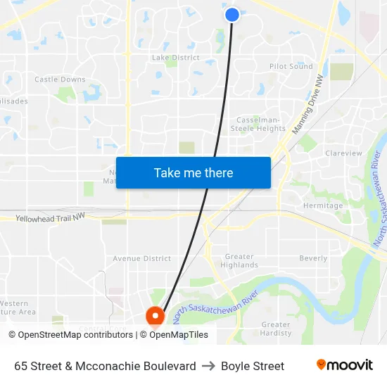 65 Street & Mcconachie Boulevard to Boyle Street map
