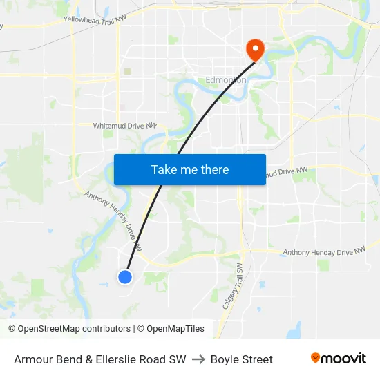Armour Bend & Ellerslie Road SW to Boyle Street map